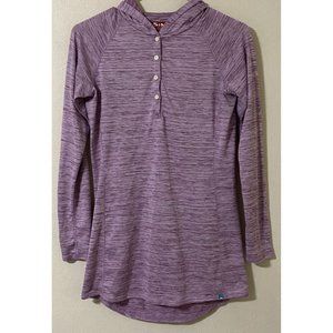 Simms Women's Small Long Sleeve 1/4 Button Hooded Fishing Shirt Heathered Pink